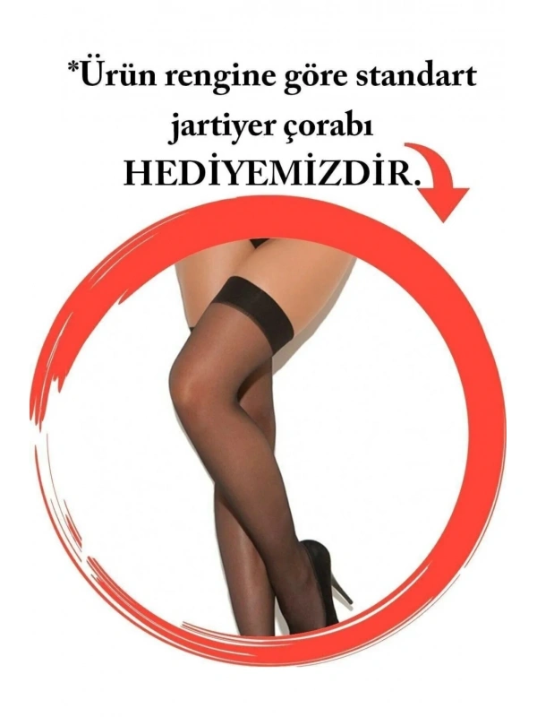 Kırmızı Özel Bölgesi Açık Dantelli Jartiyerli Gecelik Brf1269