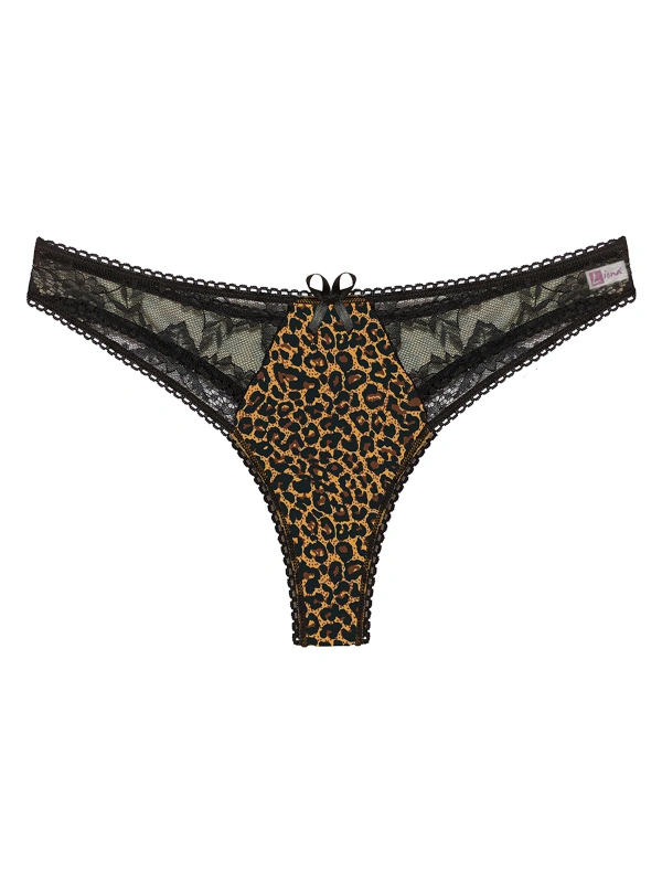 Leopar Desenli Dantelli  G String Külot