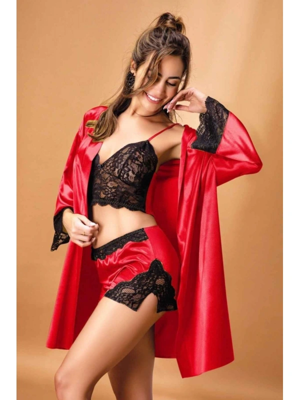 Nurteks 3509  3 Lü Tk Gecelik