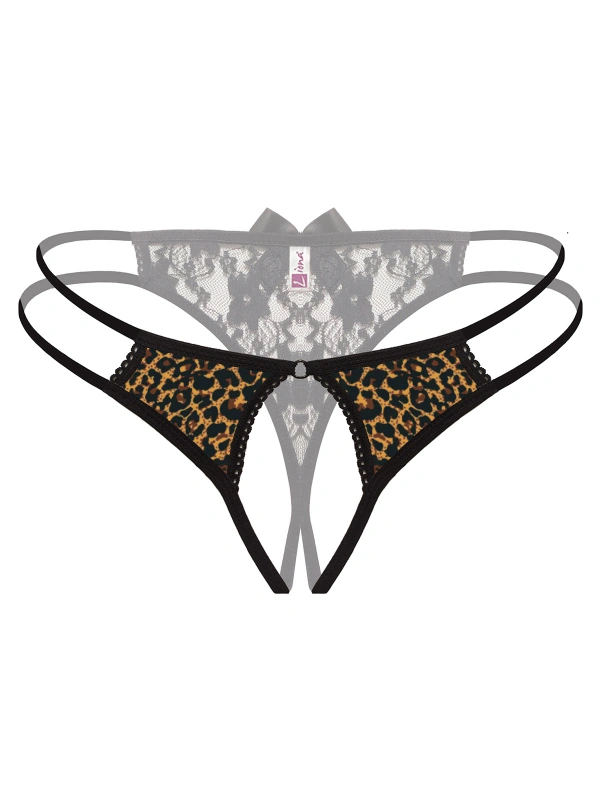 Önü Açık Büyük Beden Leopar Desenli Fantazi Bato Külot