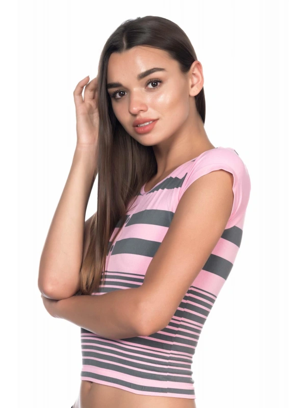 Pembe Gri Mı Emay 5026 Soft Seamless T Shirt