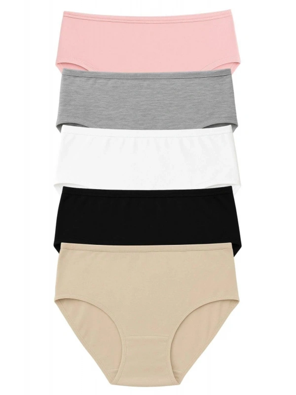 Pk40004 Büyük Beden Yüksek Bel Külot 5 Li Paket