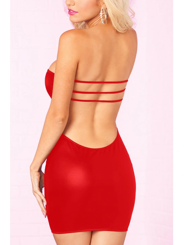 Sırtı Açık Fantazi Mini Elbise