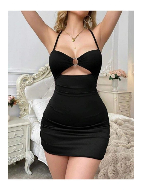 Siyah Fantezi Elbise 5074