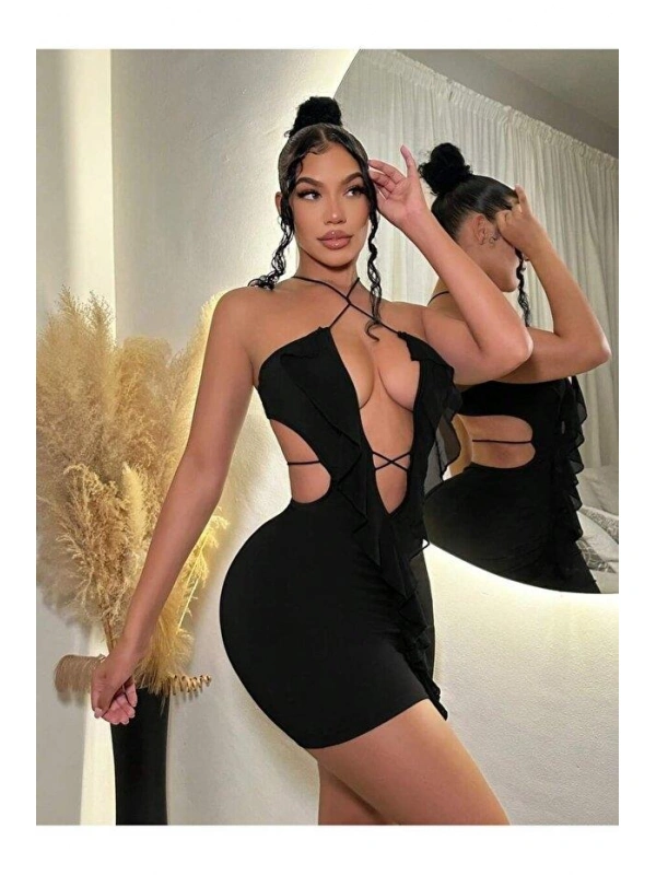 Siyah Fantezi Elbise 5086