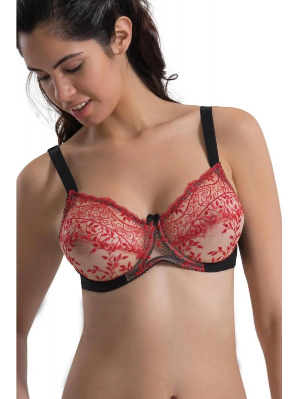 Siyah-kırmızı Mı Emay 148 B Balenli Toparlayıcı Sütyen