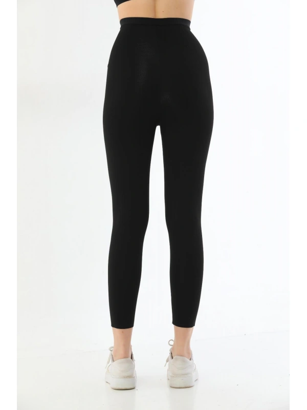 Siyah Mı 2711 Lazer Kesim Fermuarlı Uzun Tayt