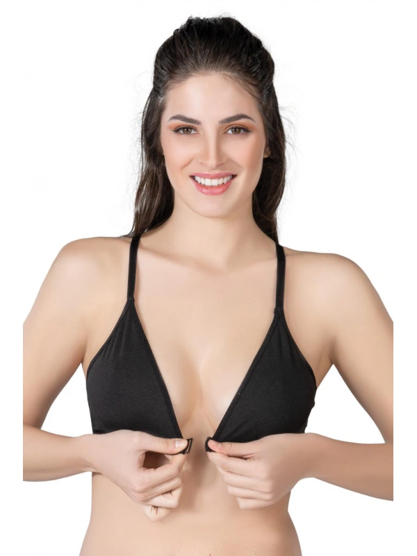 Siyah Mı Emay 1416 Modal Cotton Önden Açmalı Sporcu Sütyen