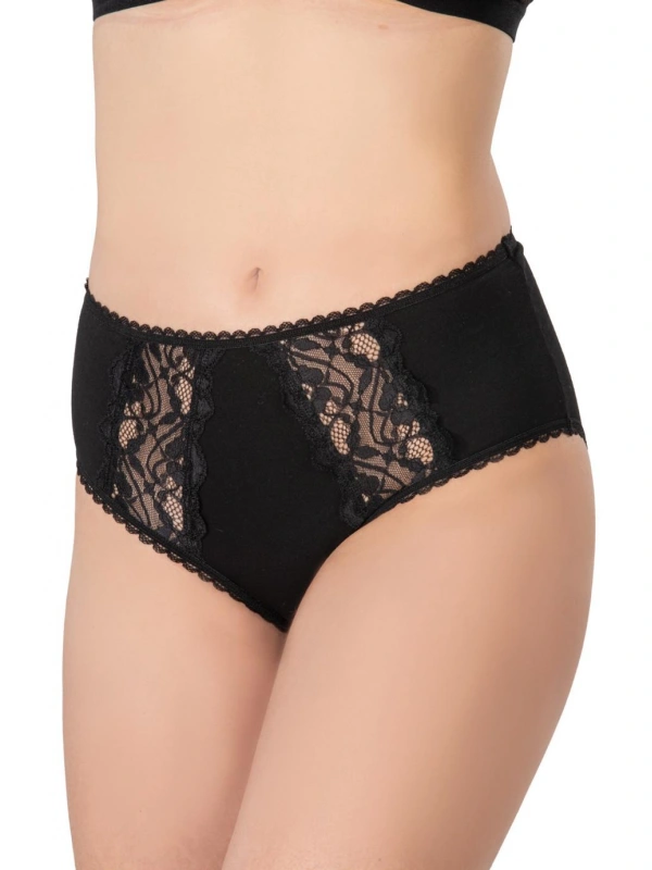 Siyah Mı Emay 1445 Modal Cotton Yüksekbel Dantelli Külot