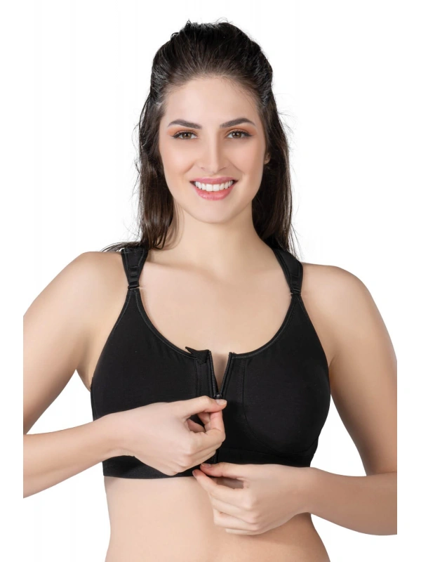 Siyah Mı Emay 184 B Önden Fermuarlı Sporcu Penye Sütyen