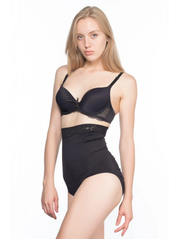 Siyah Mı Emay 2028 Dantelli Yüksek Bel Slip Korse