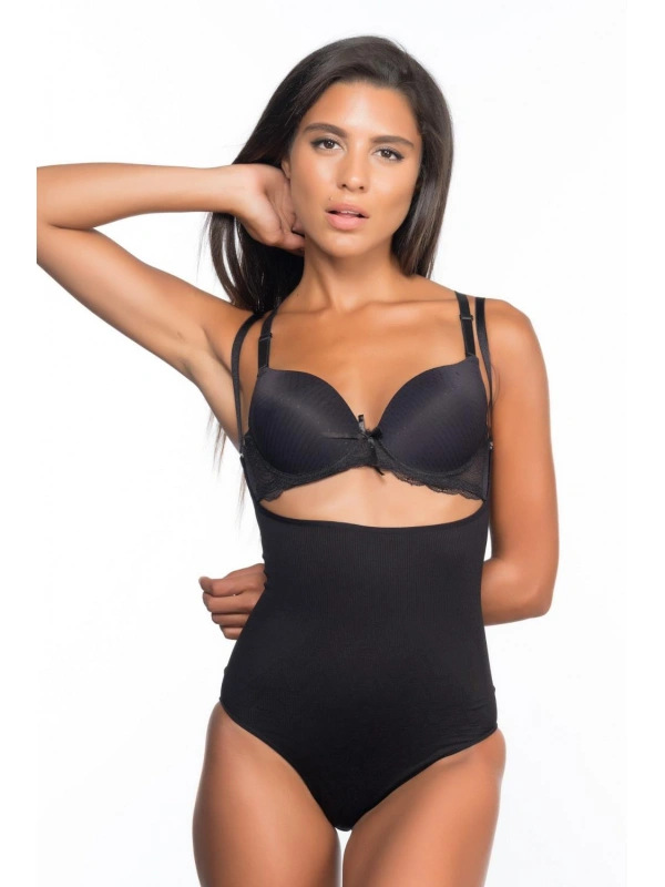 Siyah Mı Emay 2073 Göğüsü Açık Desenli Body Korse