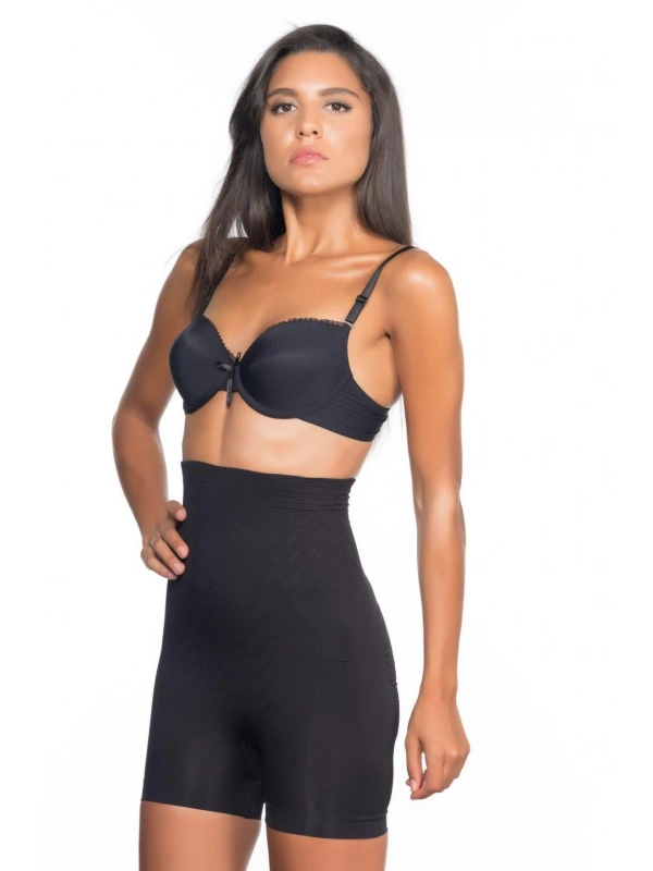 Siyah Mı Emay 2075 Yüksek Bel Desenli Double Kısa Paça Korse