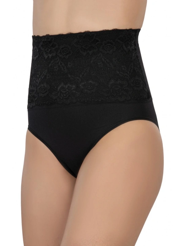 Siyah Mı Emay 2090 Önü Dantelli Yüksek Bel Slip Korse