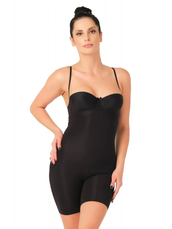 Siyah Mı Emay 2758 Lazer Kesim Göğsü Açık Boxer  Korse