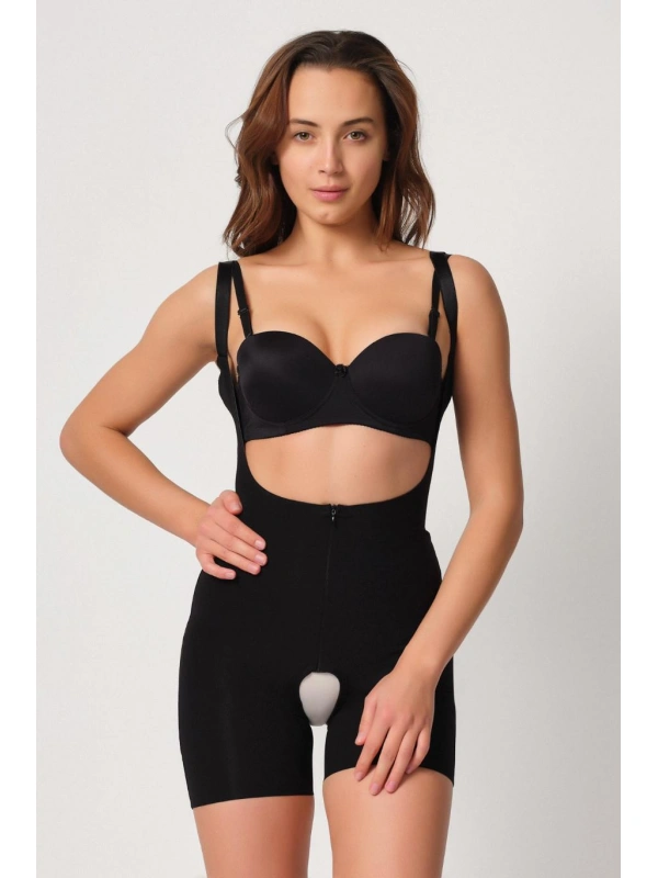 Siyah Mı Emay 2834 Göğsü Açık Ferumalı Tül Popo Boy Lazer Korse