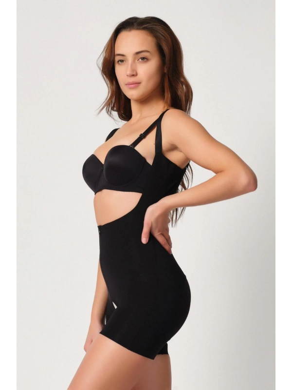 Siyah Mı Emay 2834 Göğsü Açık Ferumalı Tül Popo Boy Lazer Korse