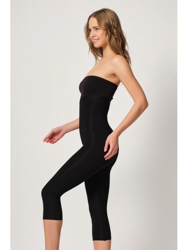 Siyah Mı Emay 2868 Fermuarlı Kapri Tayt Lazer Korse