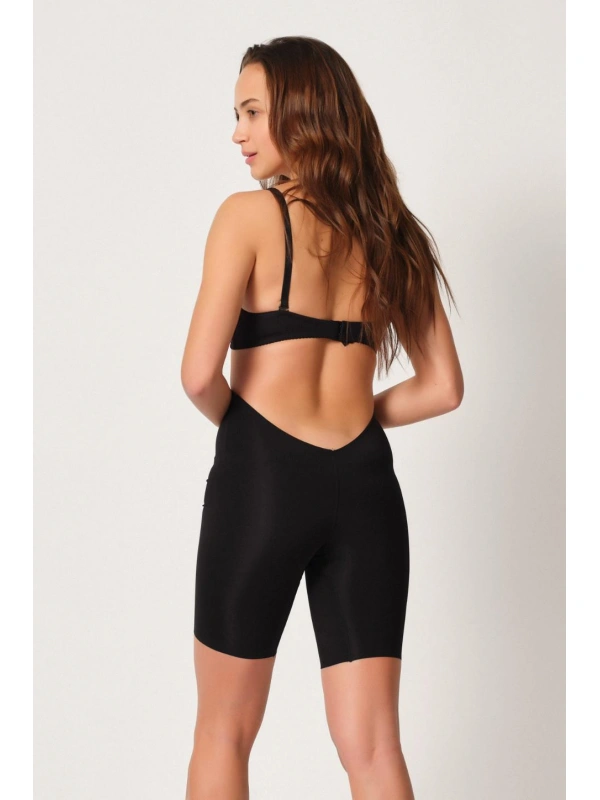 Siyah Mı Emay 2927 Bel Dekolteli Balenli Paçalı Lazer Korse