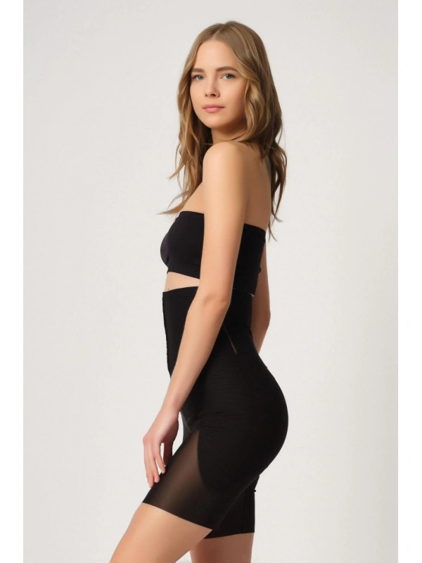 Siyah Mı Emay 2928 Ön Agraflı Tül Paçalı Lazer Korse