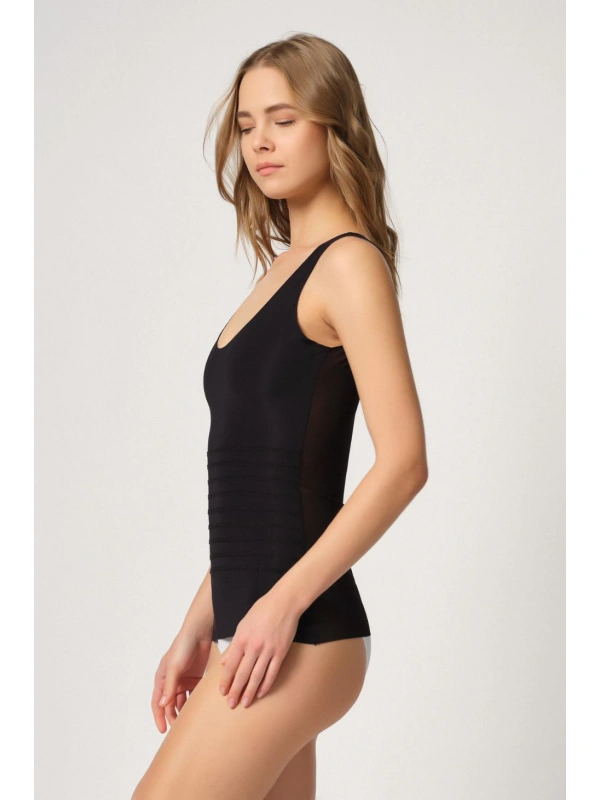 Siyah Mı Emay 2938 Sırtı Tül Karyokalı Destekli Atlet Korse