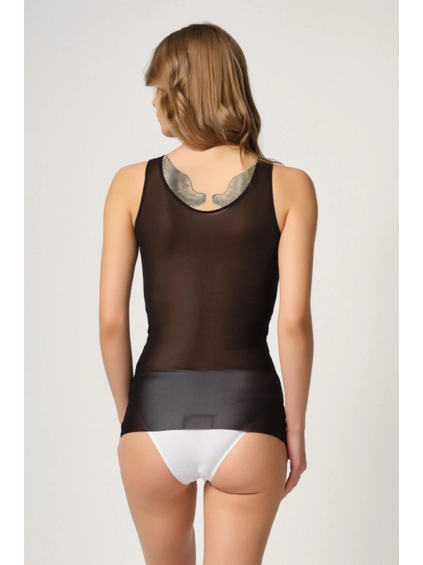 Siyah Mı Emay 2938 Sırtı Tül Karyokalı Destekli Atlet Korse