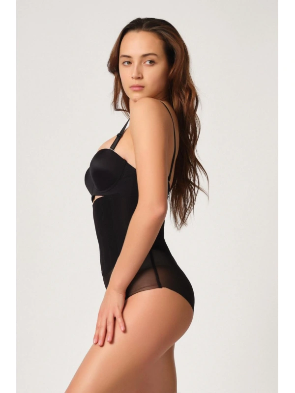 Siyah Mı Emay 2945 Tül Karyokalı Slip Lazer Korse