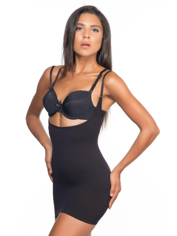 Siyah Mı Emay 5043 Göğsü Açık Masajlı Korse