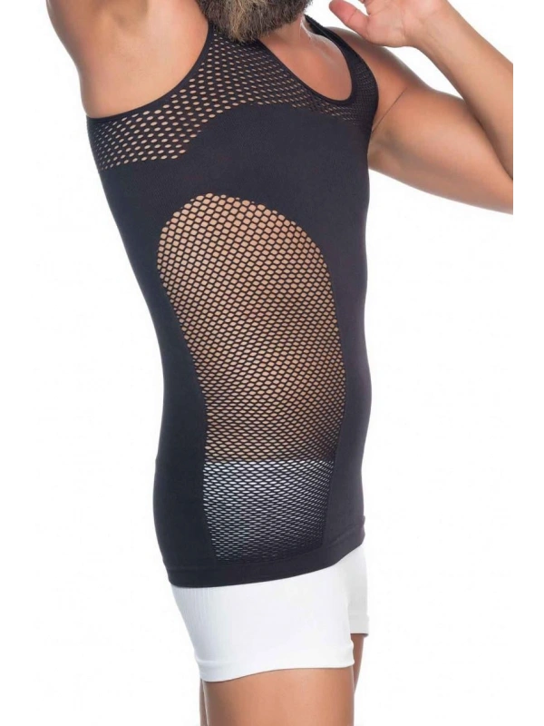 Siyah Mı Emay E1006 Fileli Erkek Korse Atlet