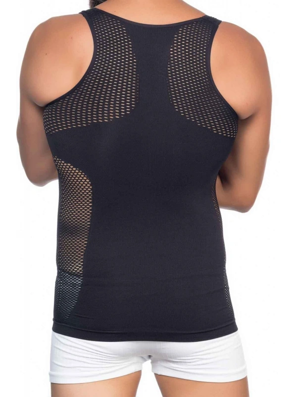 Siyah Mı Emay E1006 Fileli Erkek Korse Atlet