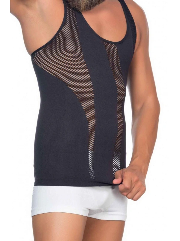 Siyah Mı Emay E1009 Fileli Erkek Korse Atlet