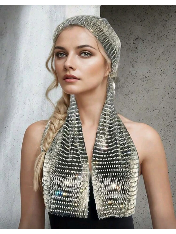 Taşlı Kafa Aksesuarı Kristal Bandana