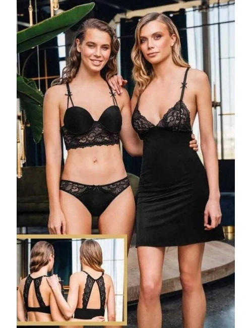 1313 Büşra Sütyen Külot Kombinezon Takım Kadın