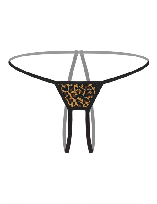 Ağı Açık Büyük Beden Leopar Desenli  G String