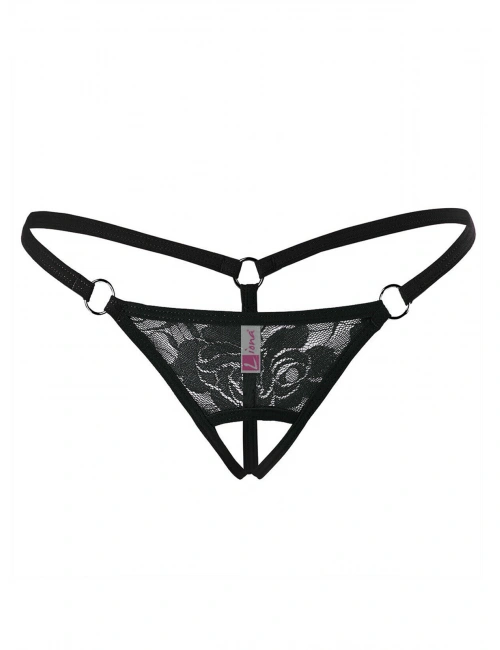 Ağı Açık Siyah Dantelli  İç Çamaşırı G String