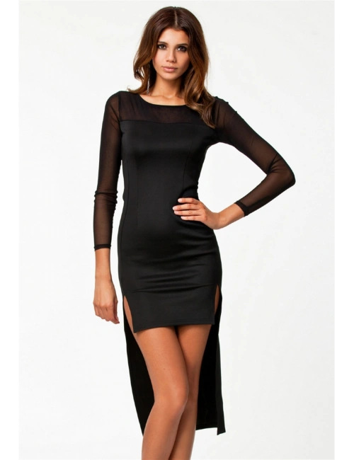 B100775 Uzun Kısa Moda Elbise