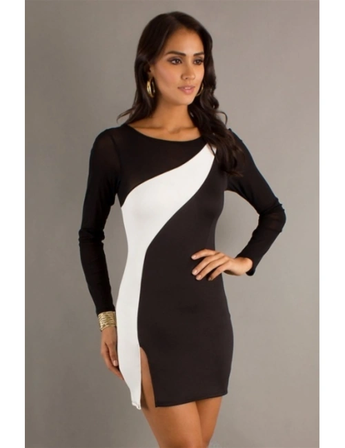 B100886 Yırbrfaçlı Kontra Elbise