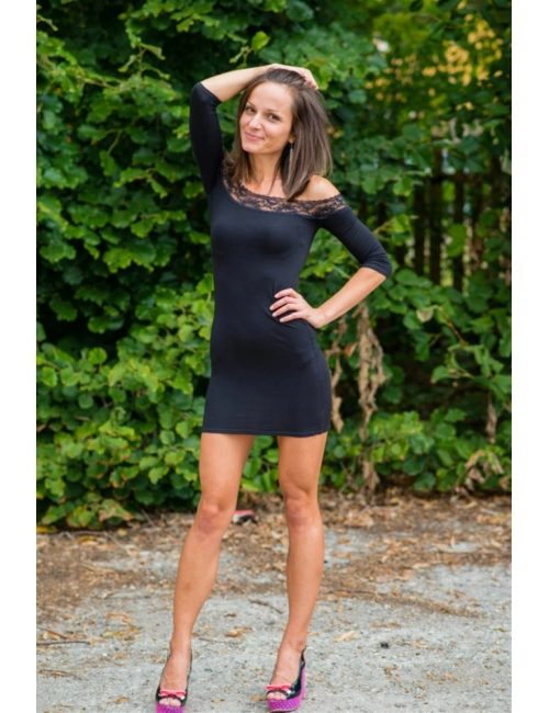 B101182 Özel Dizayn Dantel Süslü Mini Elbise