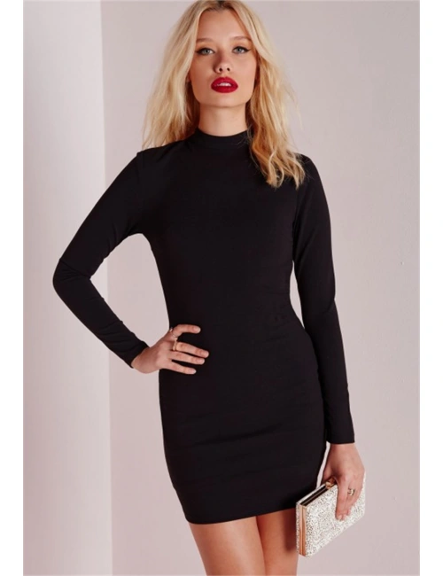 B101336 Uzun Kollu Mini Elbise