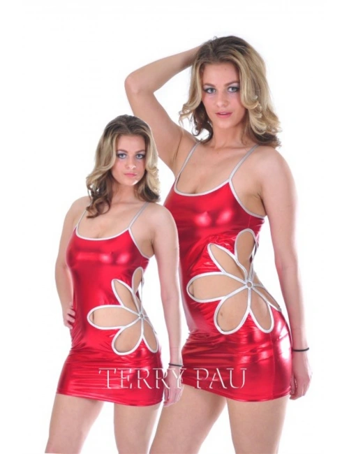 B112114 Yaprak Dizayn Mini Elbise