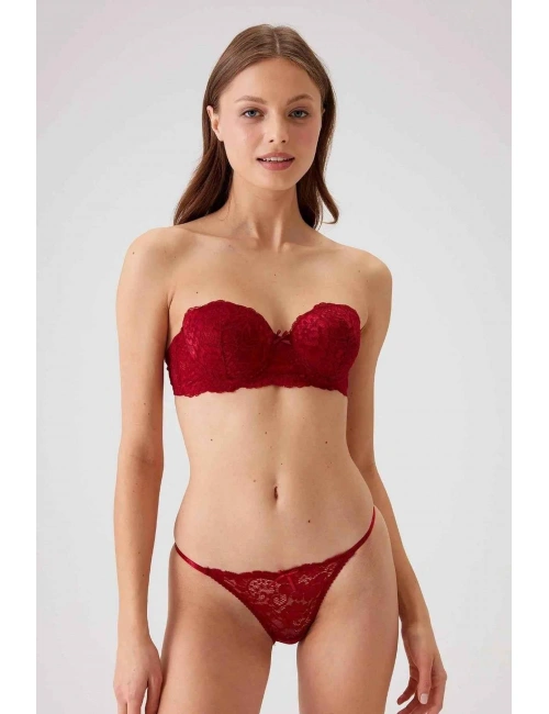 Balenli Straplez Destekli Sütyen Takım Kadın 4032