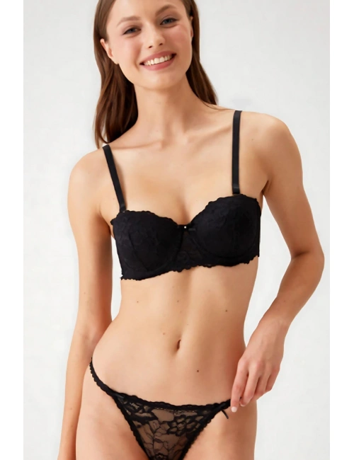 Balenli Straplez Desteksiz Sütyen Takımı Kadın 4562