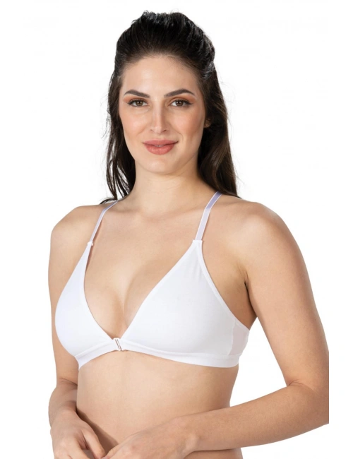 Beyaz Mı Emay 1416 Modal Cotton Önden Açmalı Sporcu Sütyen