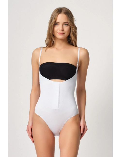 Beyaz Mı Emay 2043 Göğsü Açık Agraflı Body Korse