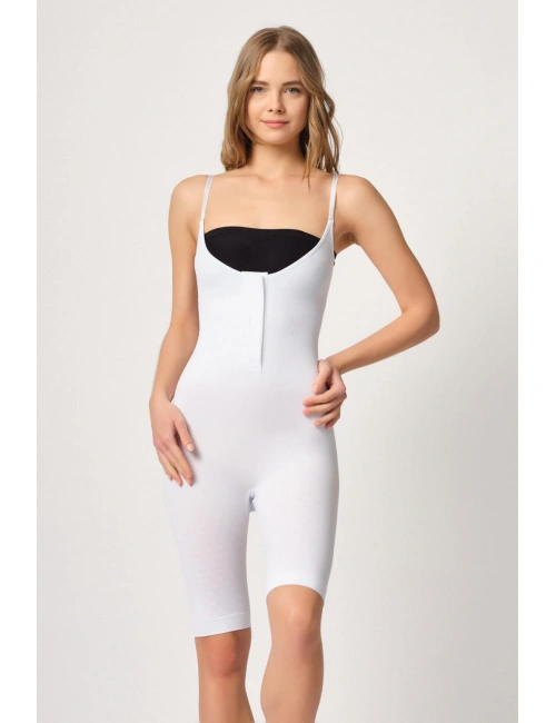 Beyaz Mı Emay 2093 Ön Agraflı Göğsü Açık Paçalı Boy Korse