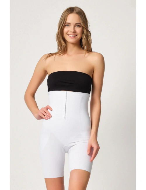 Beyaz Mı Emay 2832 Yüksek Bel Balen Destekli Agraflı Lazer Korse