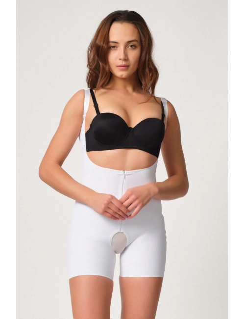 Beyaz Mı Emay 2834 Göğsü Açık Ferumalı Tül Popo Boy Lazer Korse