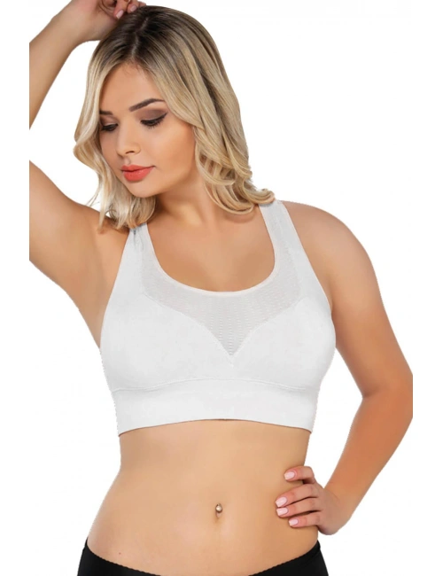 Beyaz Mı Emay 4027 Seamless Tül Pedli Toparlayıcı Büstiyer