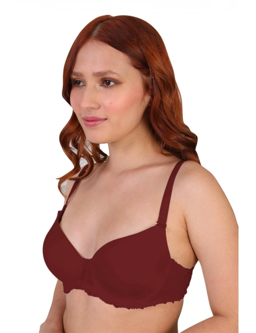 Bordo Mı 189d Pedli Dantelli Balenli Sütyen
