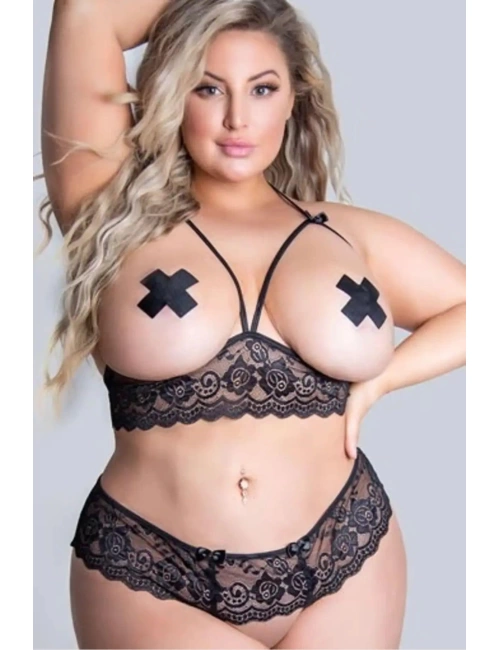Büyük Beden Battal Dantelli Özel Bölgesi Açık Sexi Gecelik 51206